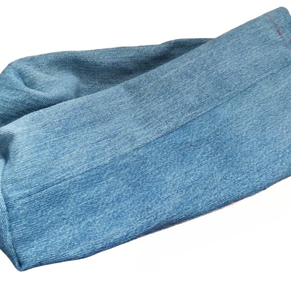 Vintage Handmade Denim Bag with Front Pocket and Bottom Gusset 13" x 11" - Picture 8 of 11